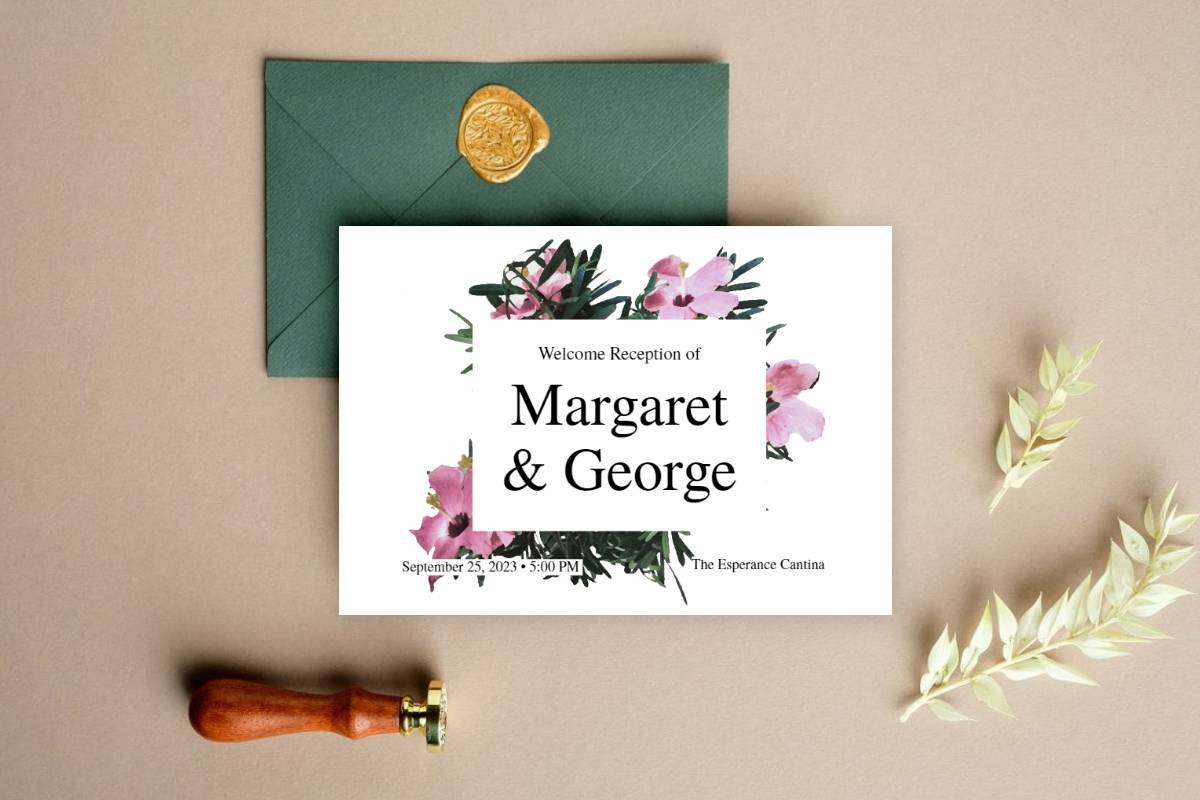 engagement card from margaret and george