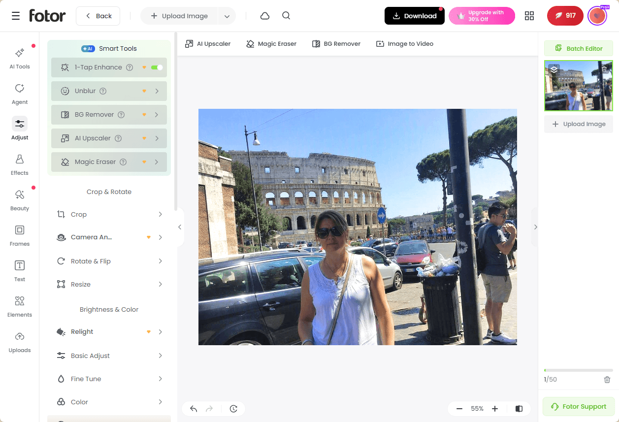 enhance a travel photo to make it more professional in fotor