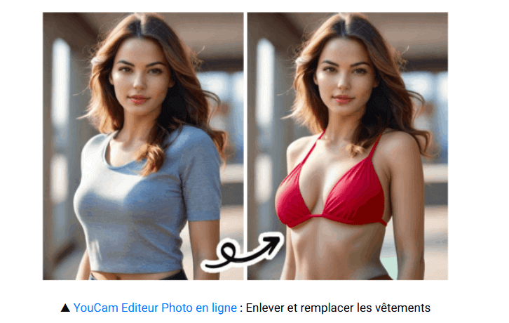 enlever et remplacer les vetements avec youcam editeur photo en ligne