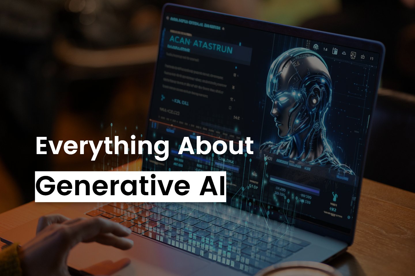 everything about generative ai banner with a smart computer photo