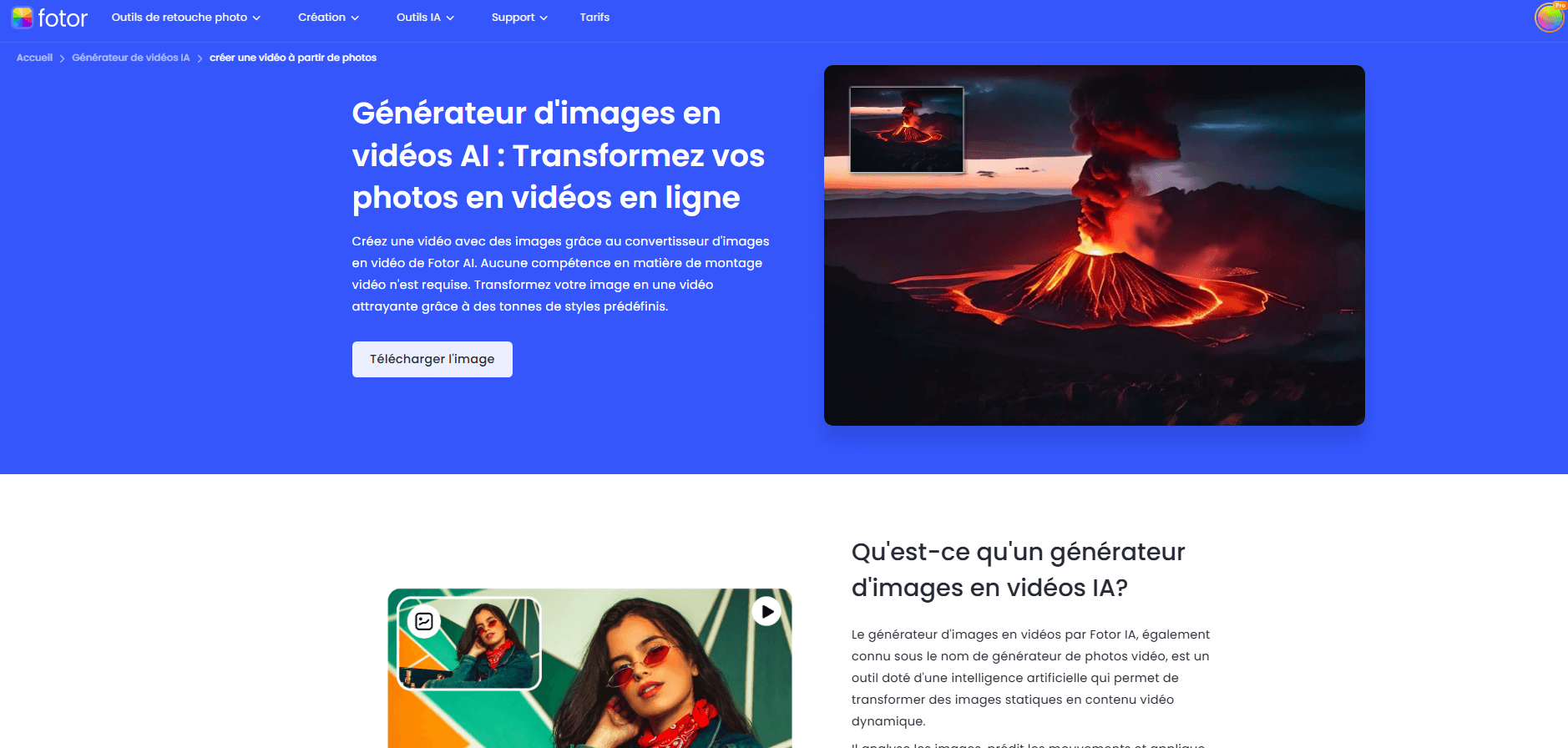 faire vivre une vieille photo avec image en video IA de Fotor