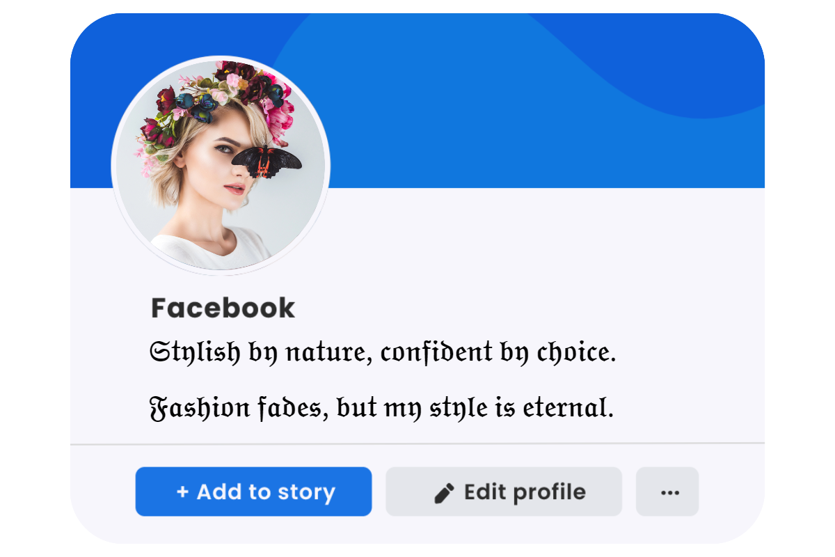 famela facebook profile with stylish bio
