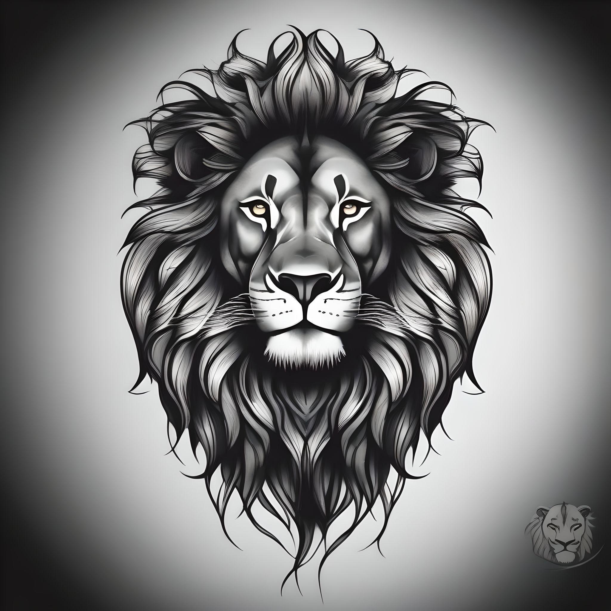 family tattoo for man of a lion face