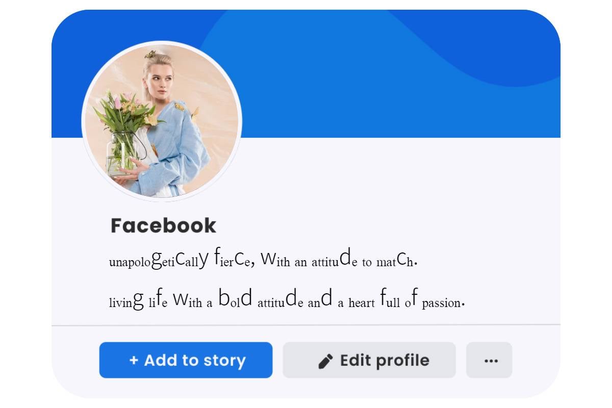 female facebook profile with attitude bio in stylish fonts