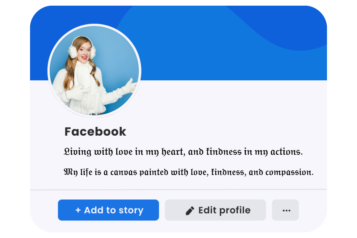 female facebook profile with love bio for fb