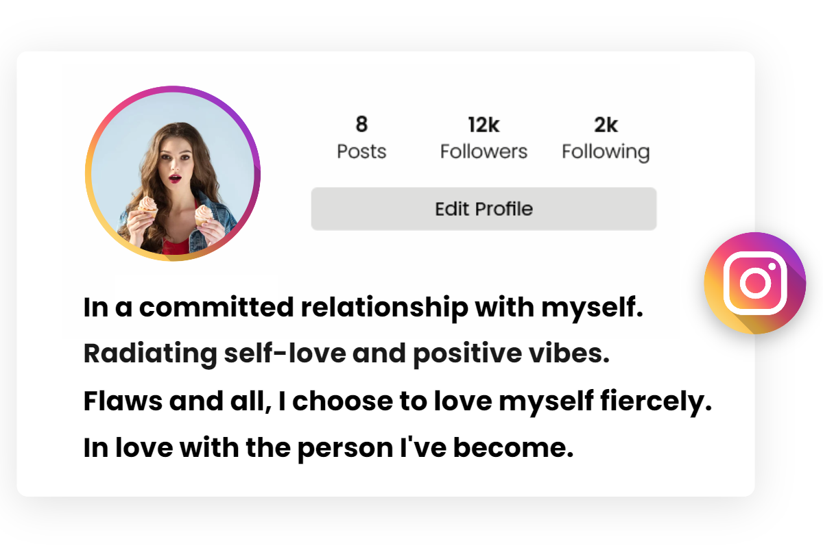 female ig profile with self love classy instagram bios