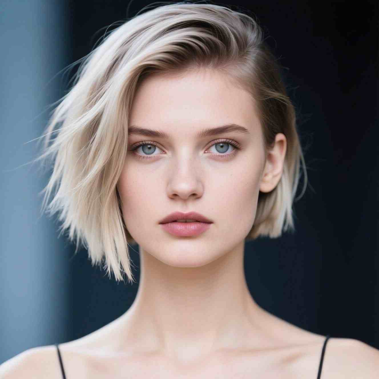 femme à la mode avec un carré asymétrique qui est une coiffure courte pour femme élégante