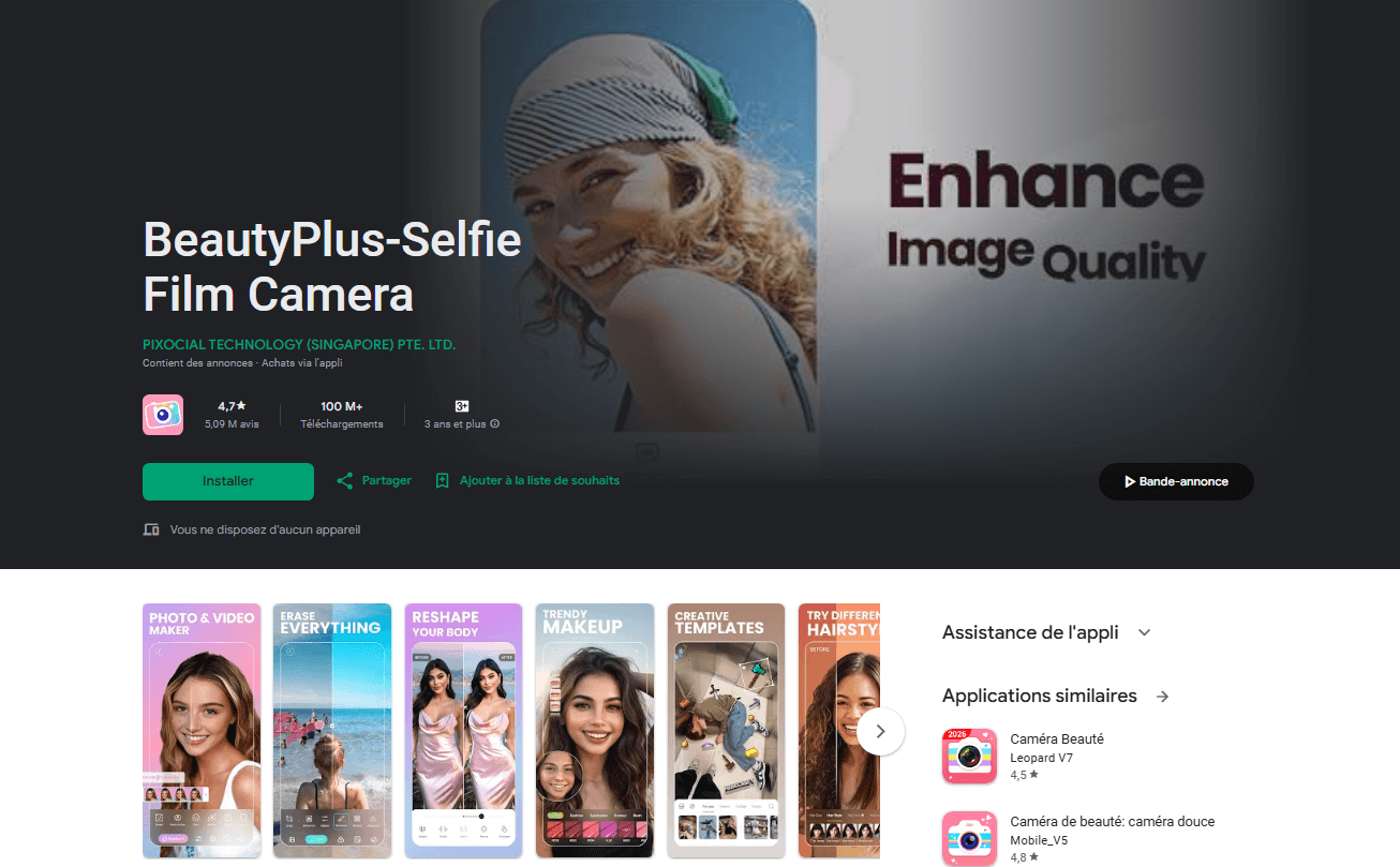 filtre photo rigolo de beautuplus