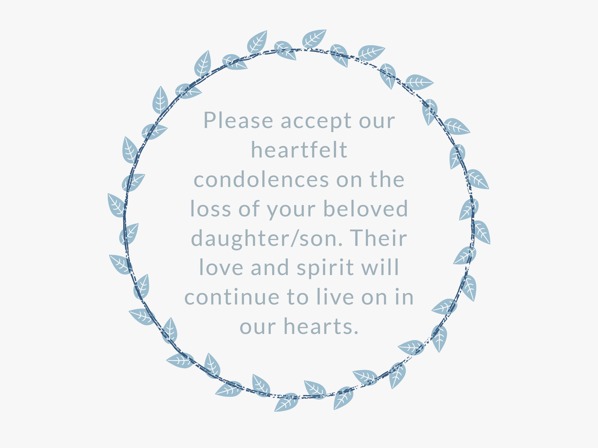 florid styled sympathy card with condolence message