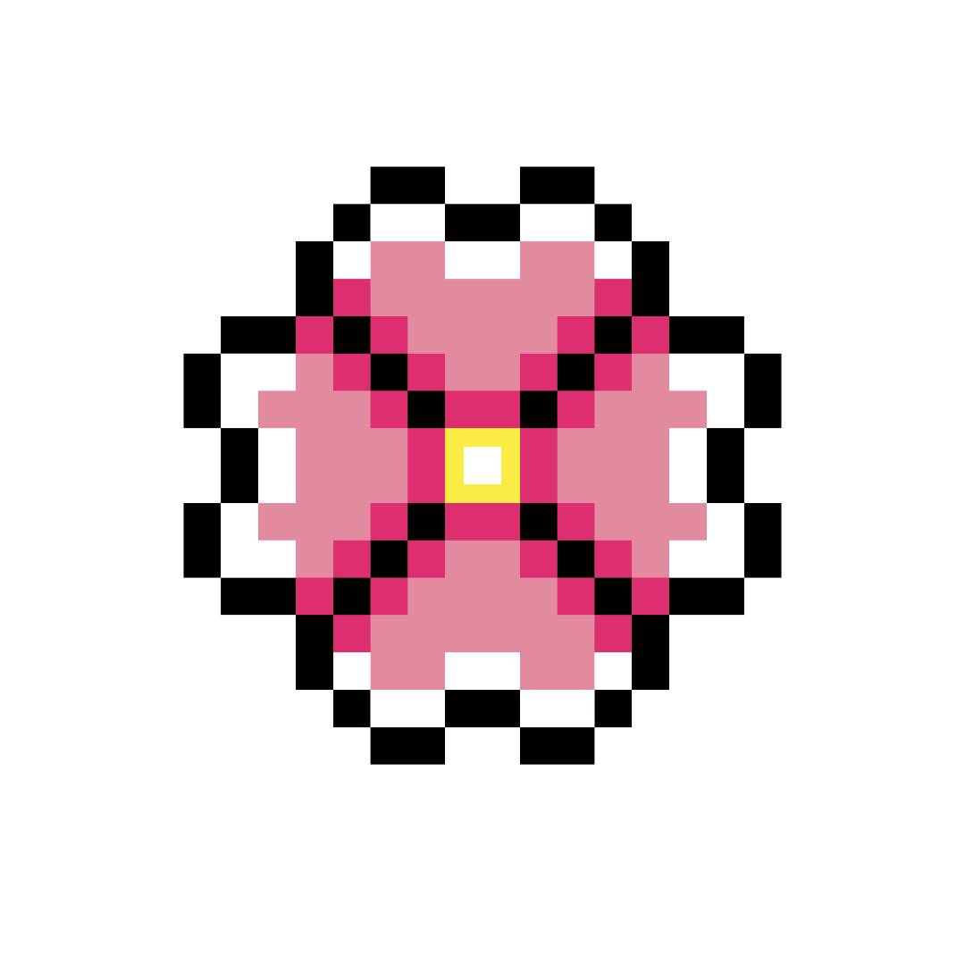 pink flower pixel art painting