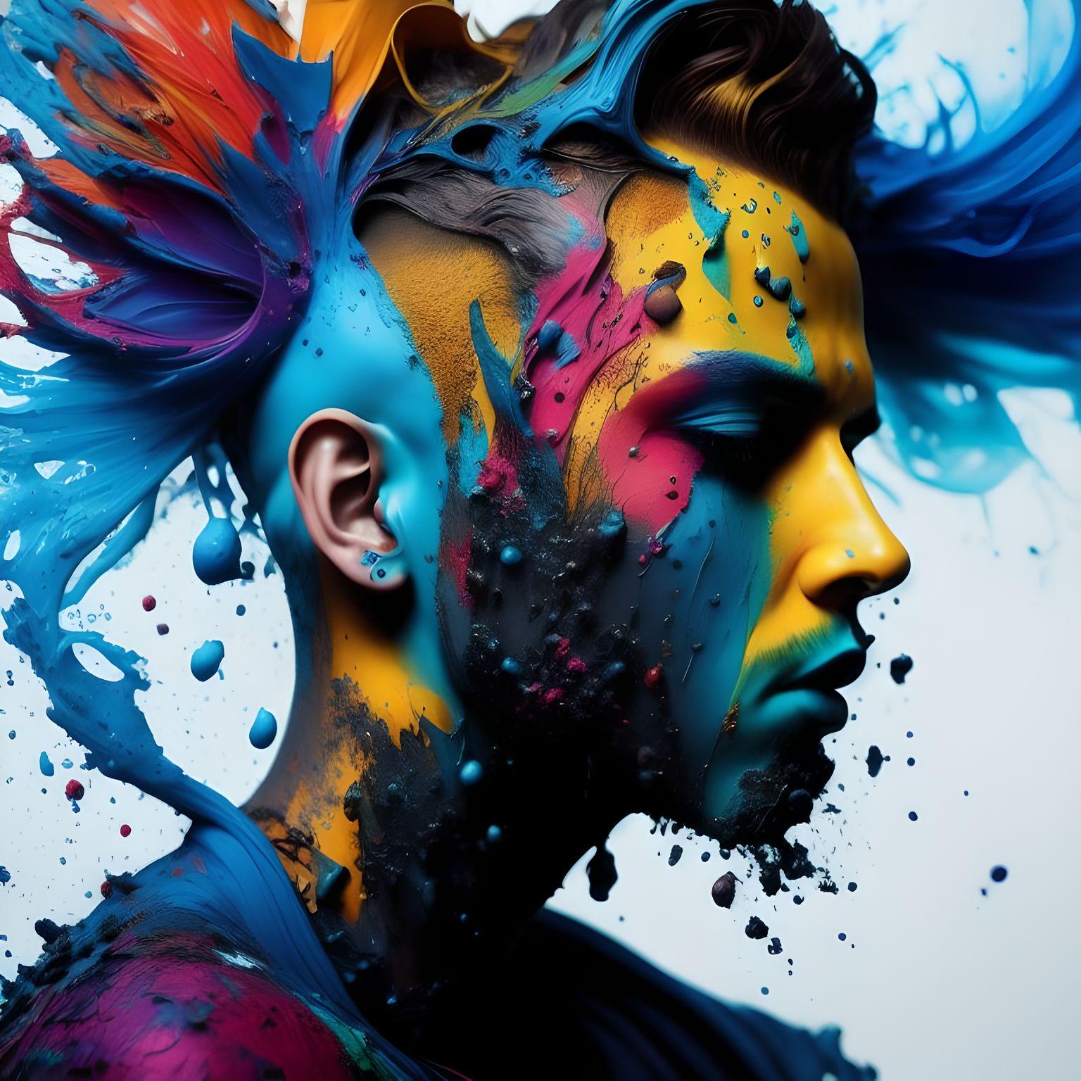 A man's side face in alberto seveso art style