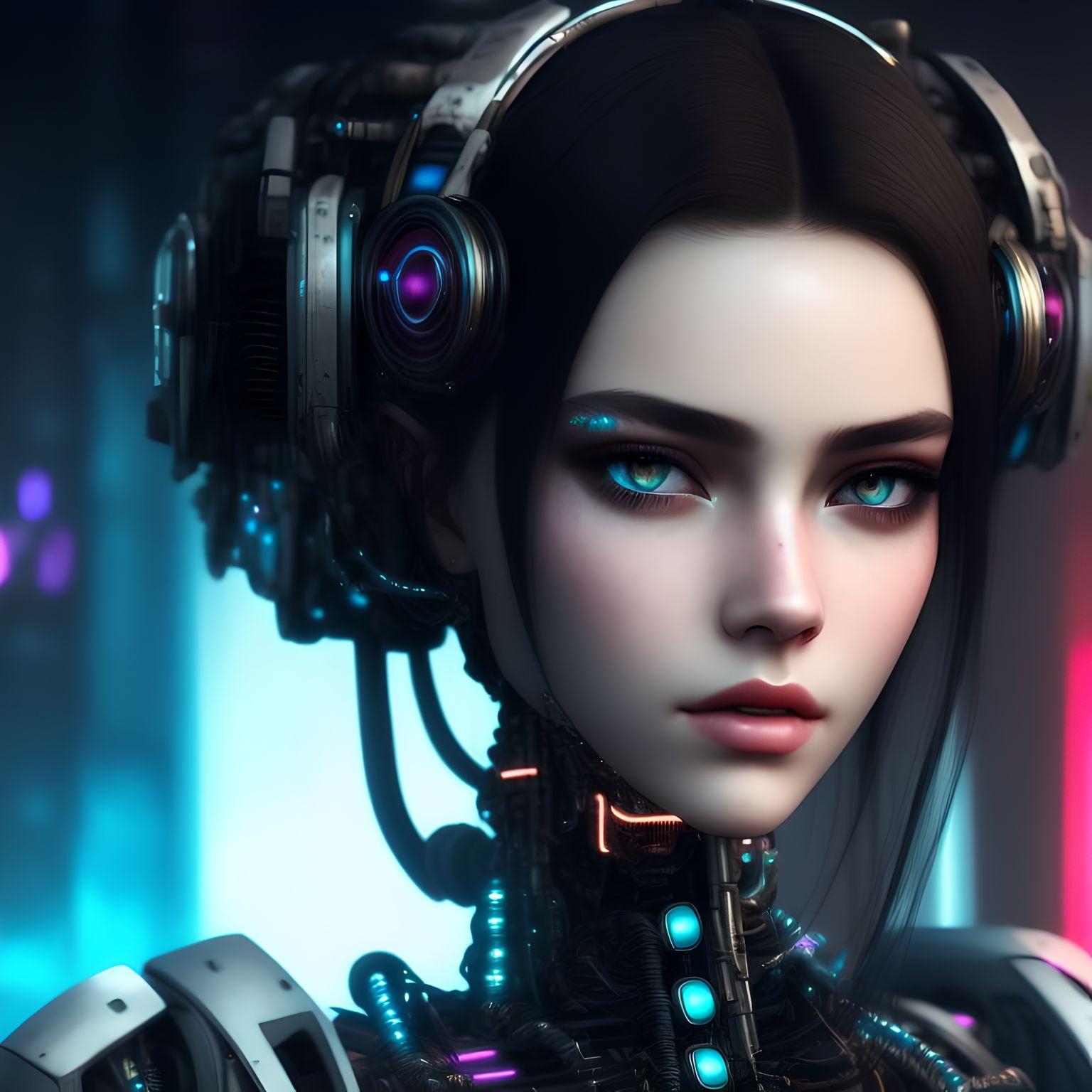 A beautiful girl in mechanical cyberpunk style