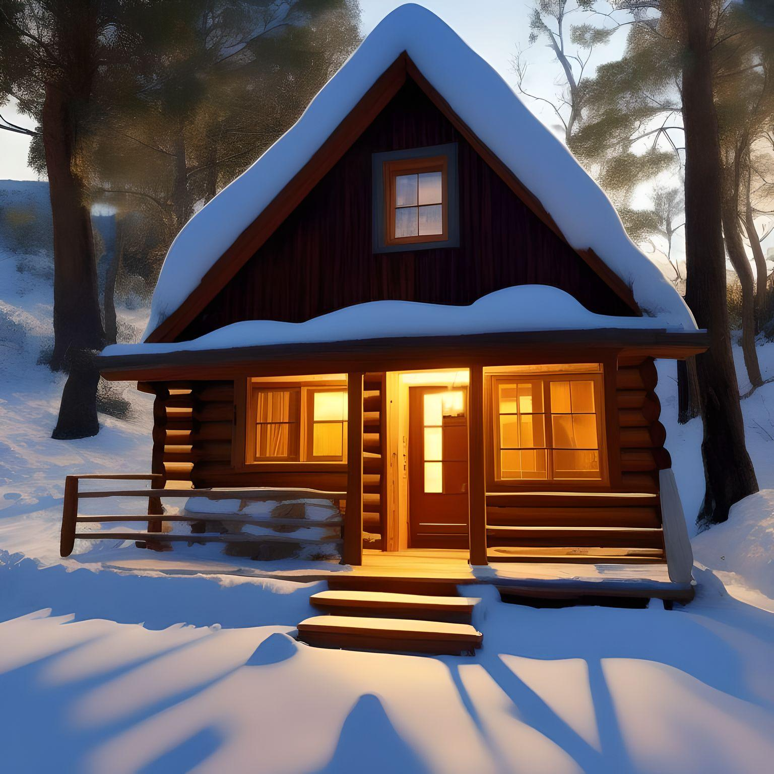 a cabin with light generated by fotor ai generator