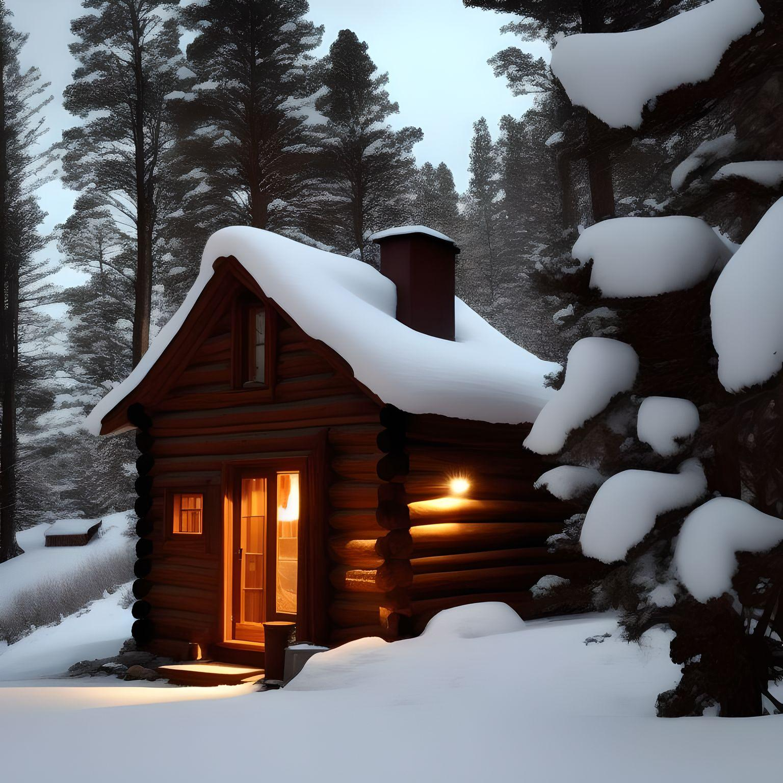 a cabin in snow generated by fotor ai generator