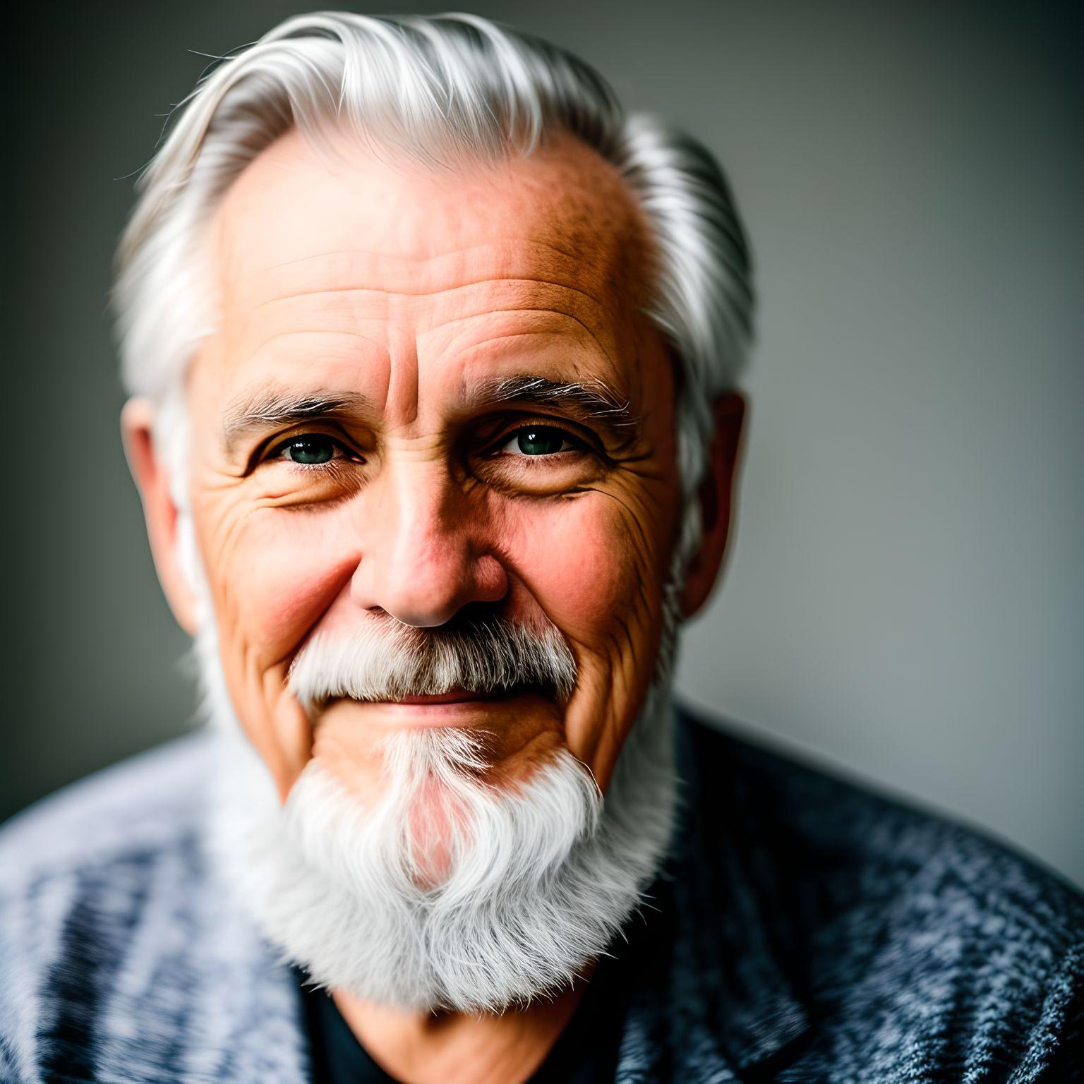 an old man portrait with silver hair
