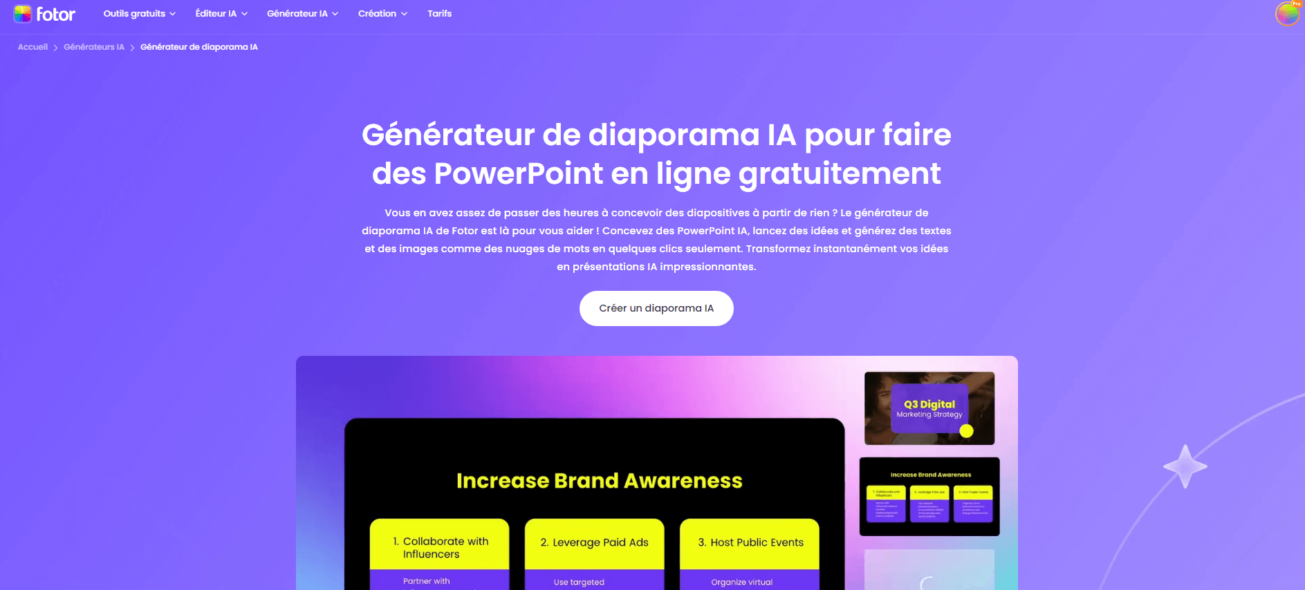 fotor ia pour faire des diaporamas