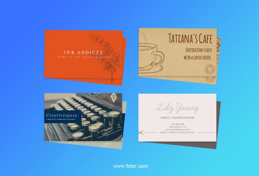 four different styles of business card templates in fotor