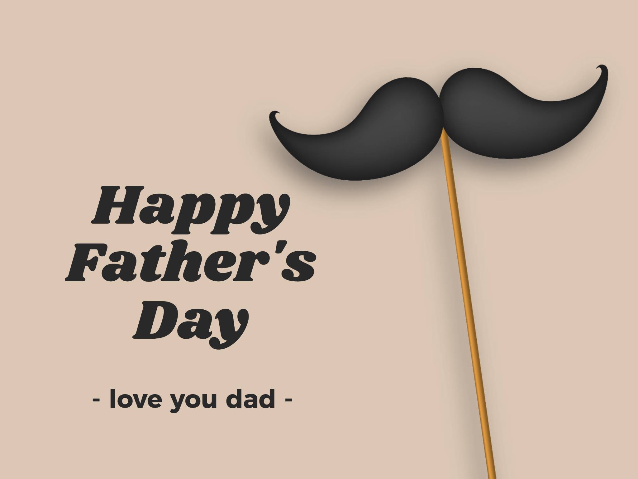 funny fathers day message card template of a cartoon beard