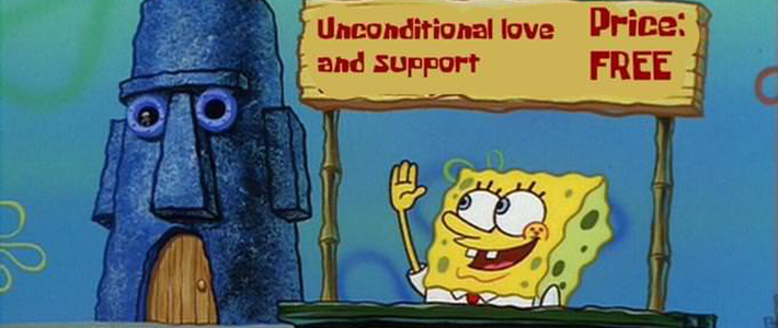 funny supportive meme for friends featuring sponge bob
