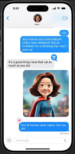 generate ai image in messages by apple intelligence of iphone 16