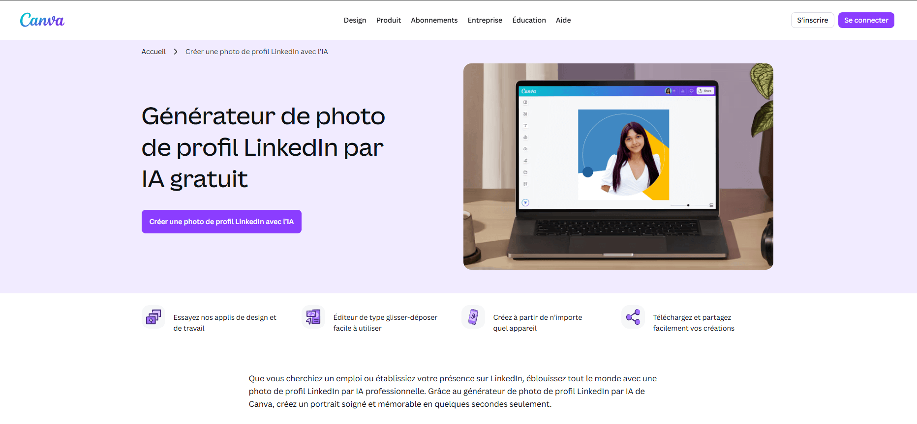 generateur de photo de profil linkedin ia gratuit de canva