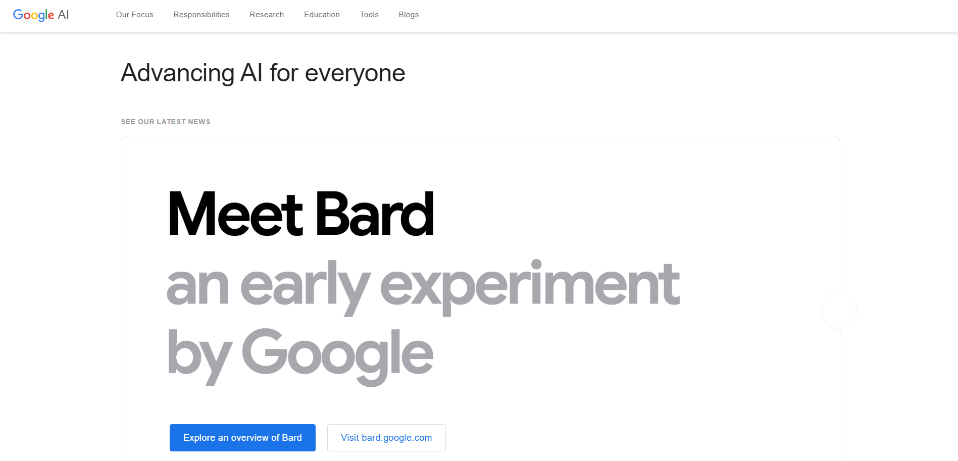 google free ai tool homepage