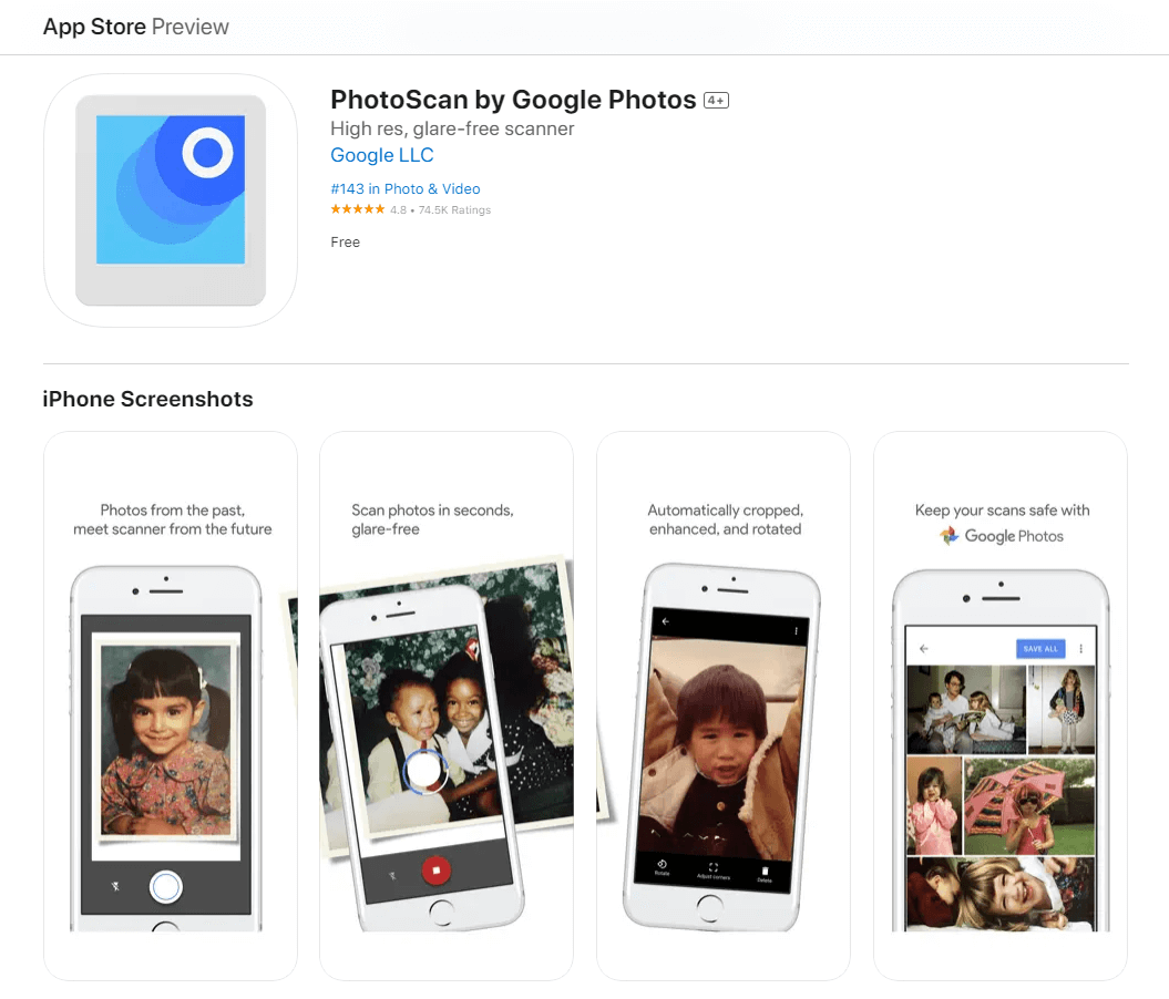google photo scan app