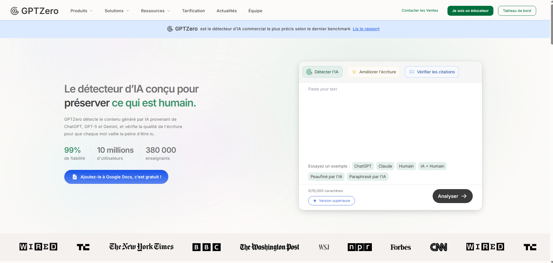 gptzero pour detecter le contenu ia