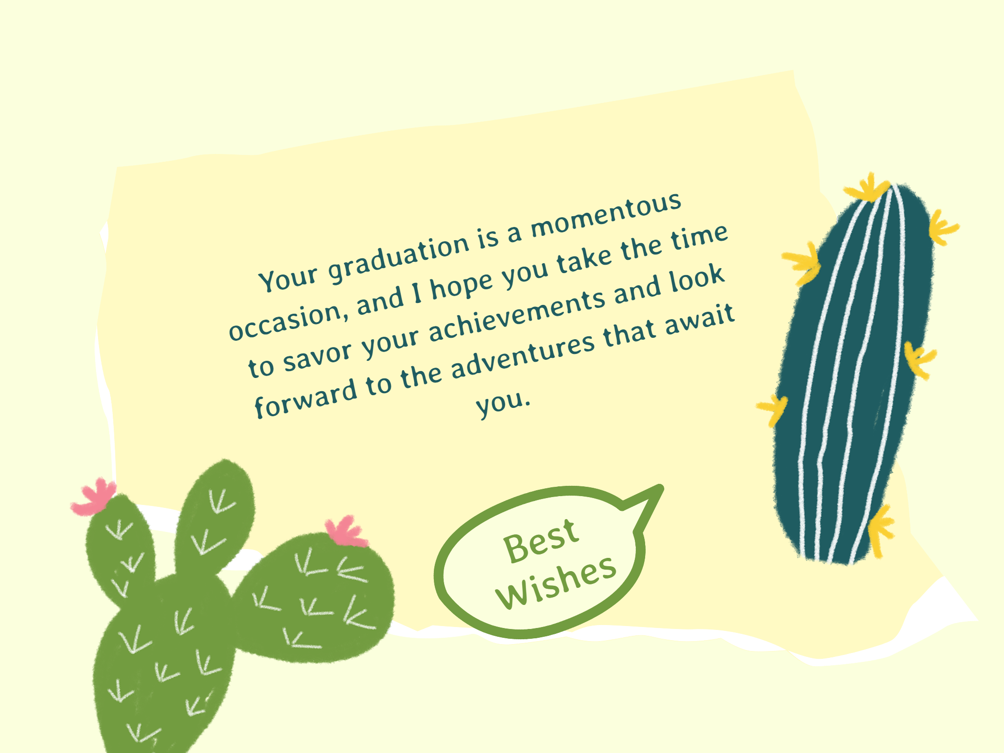 green and yellow happy graduation message card from parents