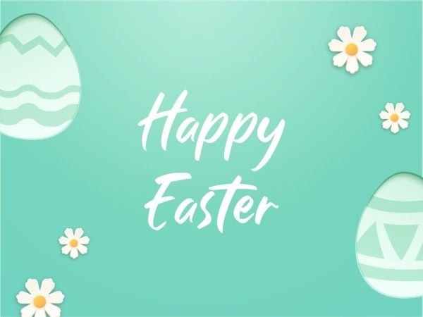 Green Gradient Simple Happy Easter Card