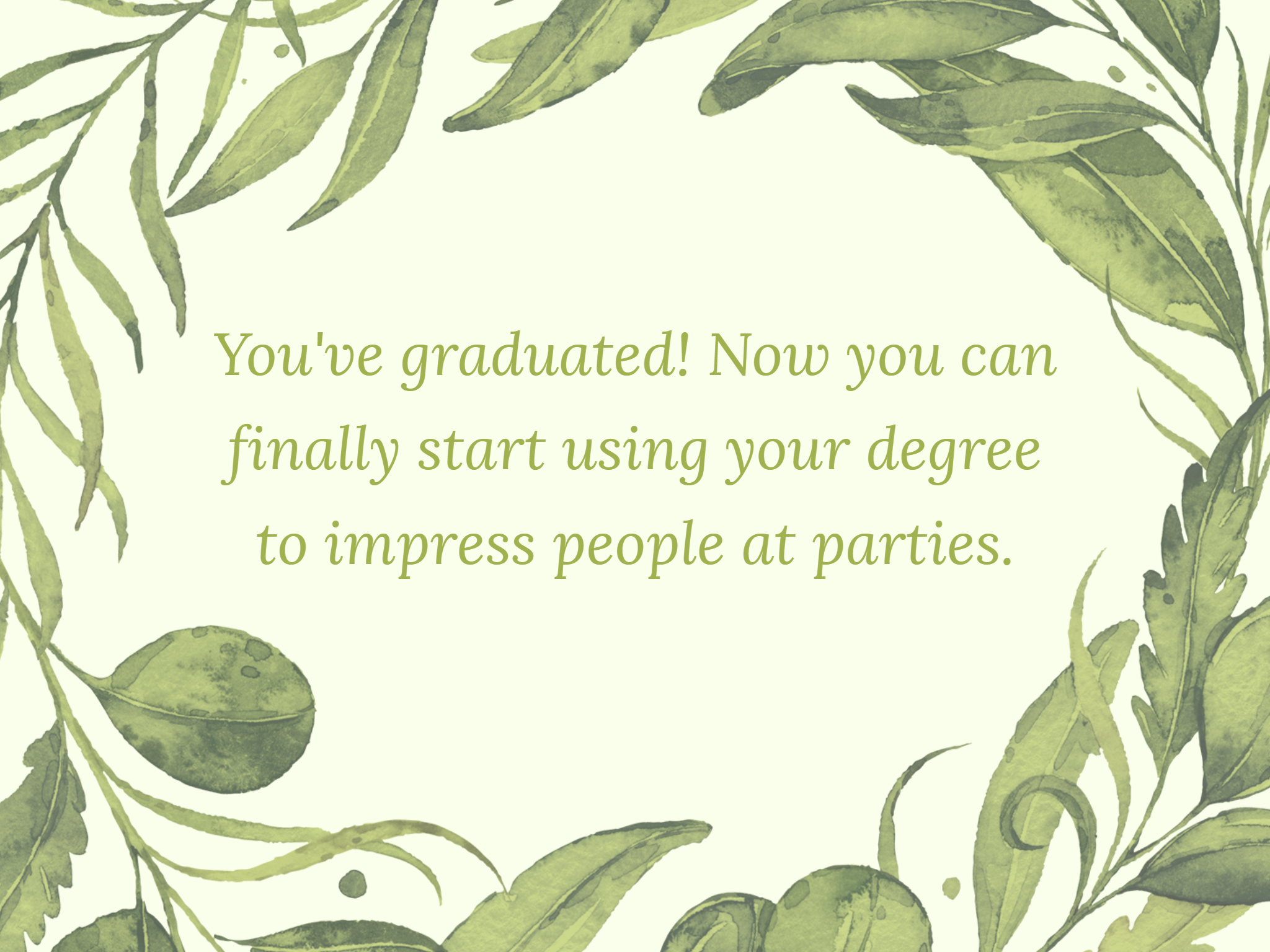 green happy graduation message card for friends