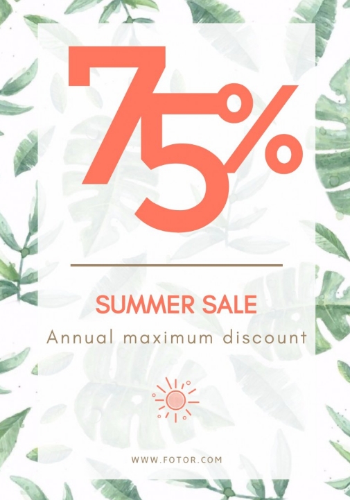 green illustration summer sale poster