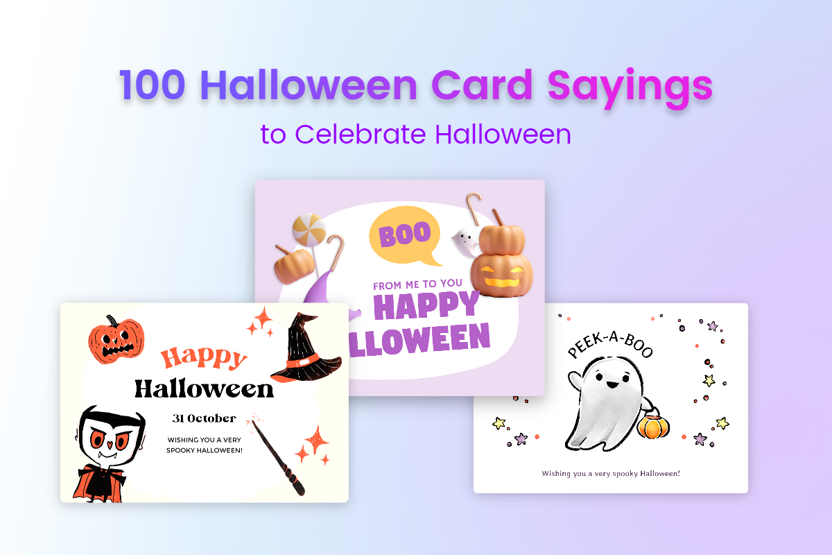 halloween card sayings banner with three halloween card templates of fotor