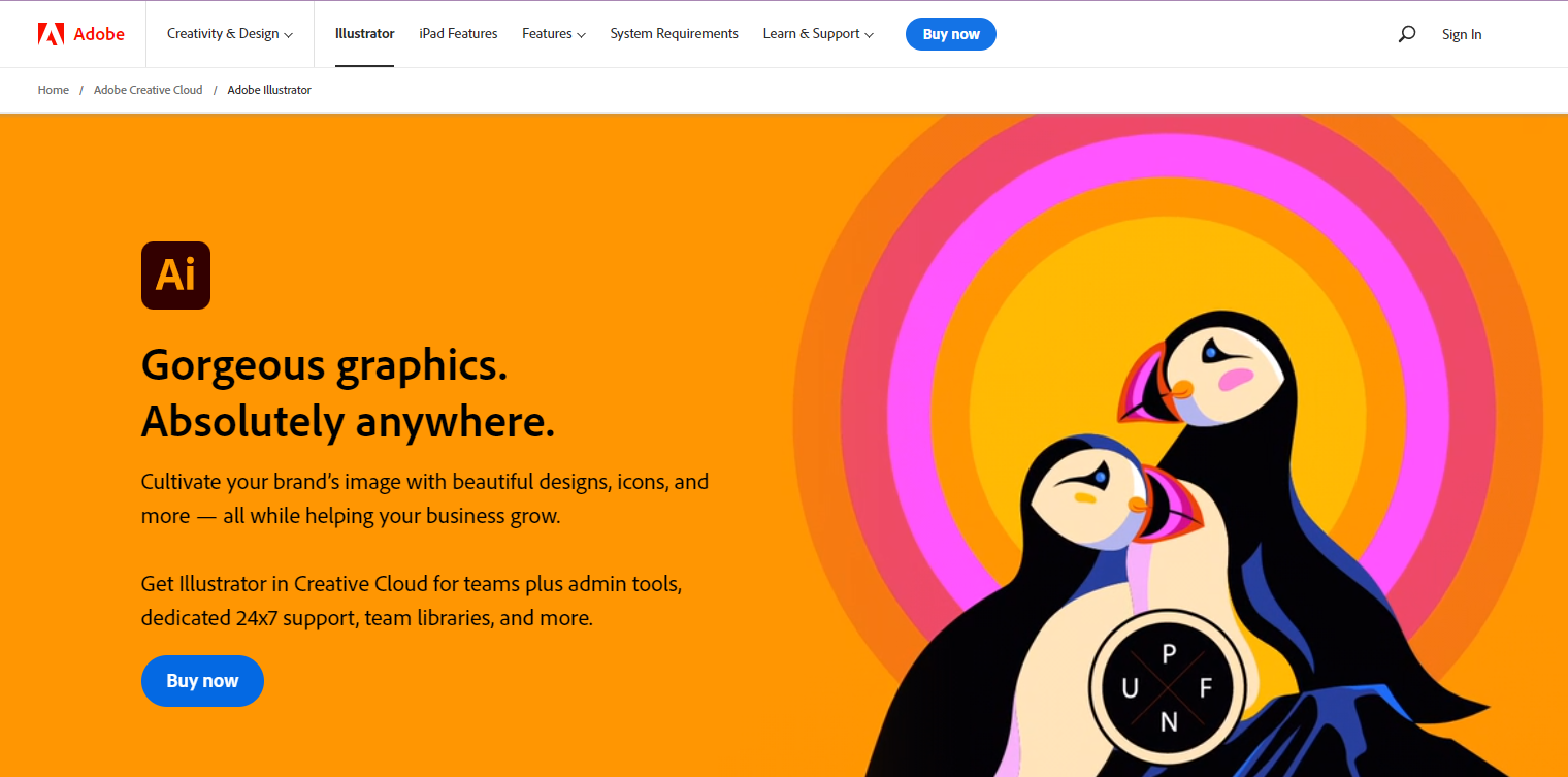 home page of adobe illustrator
