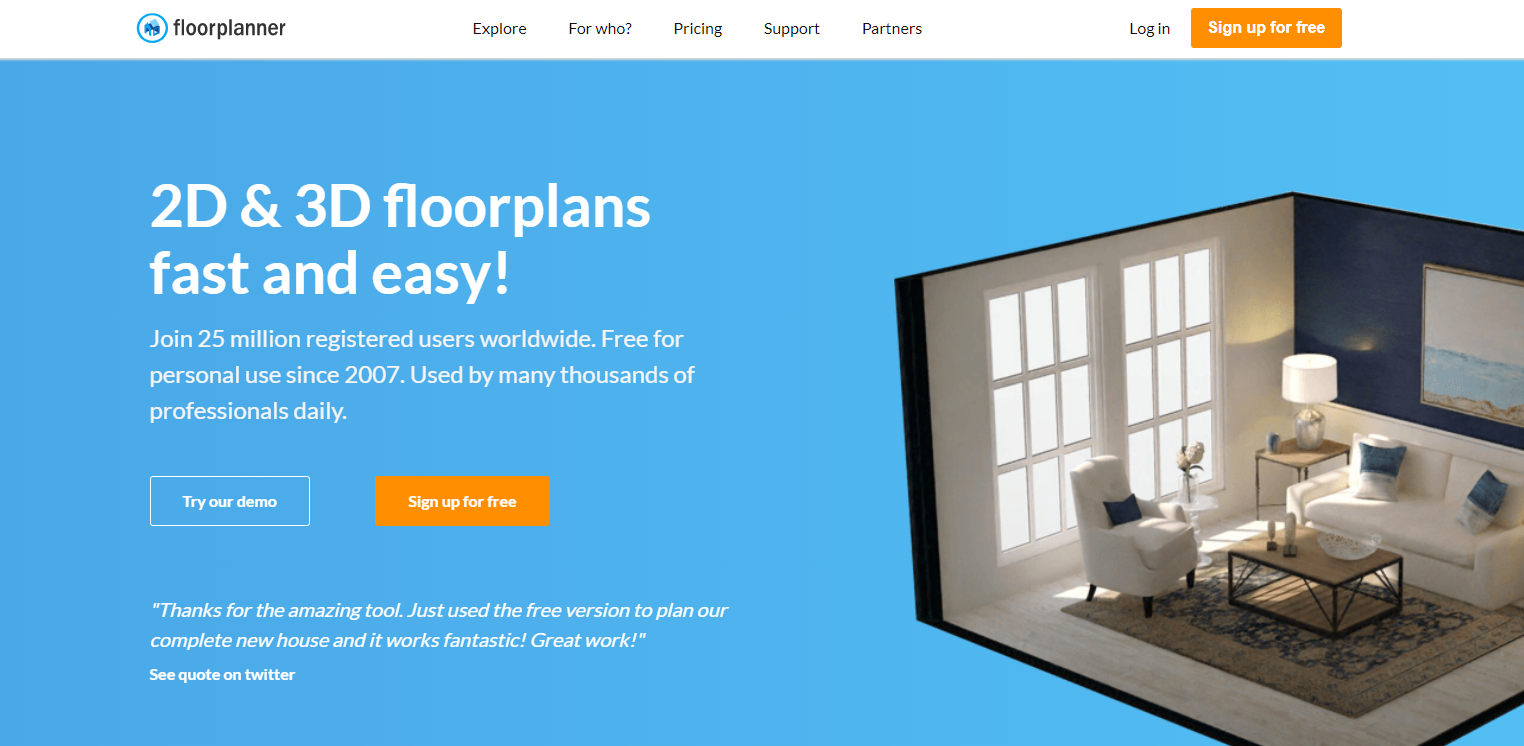 home page of floorplanner