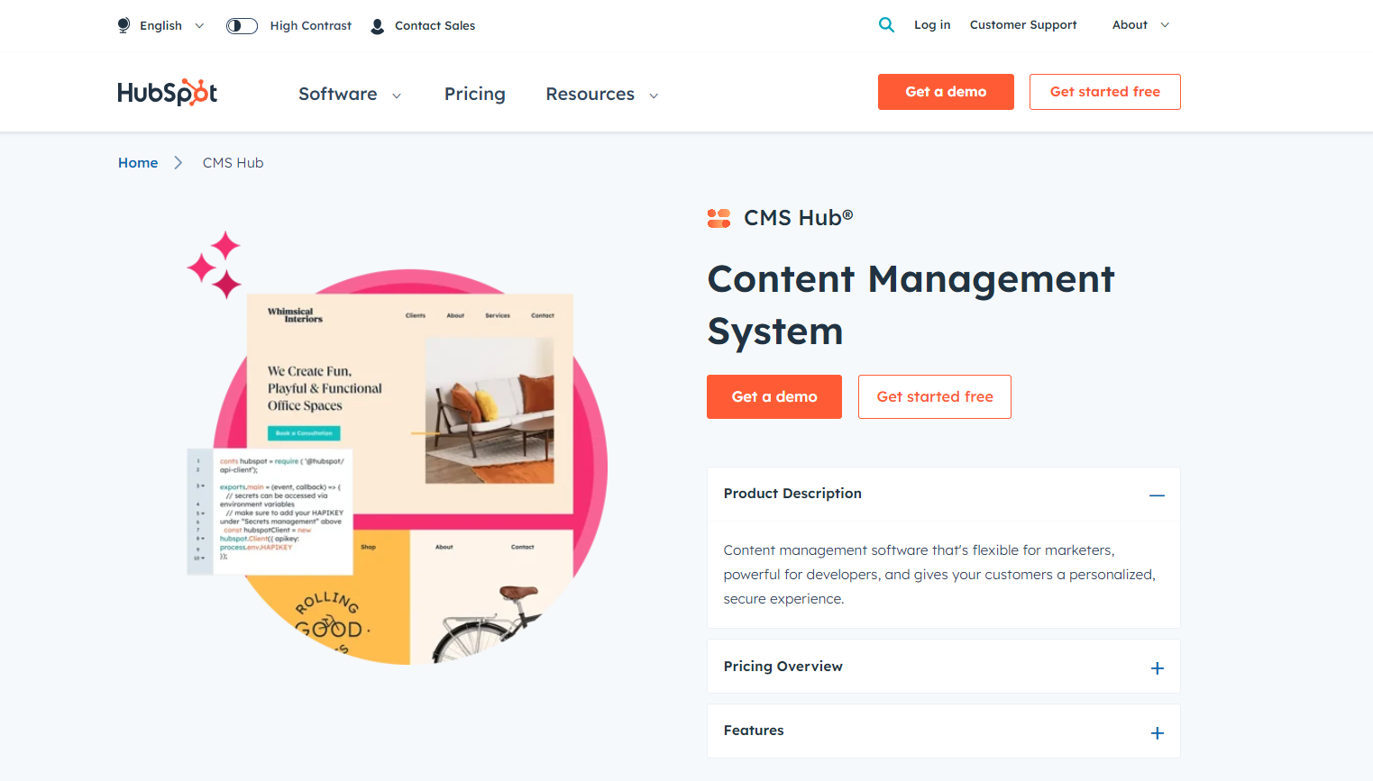 home page of hubspot cms