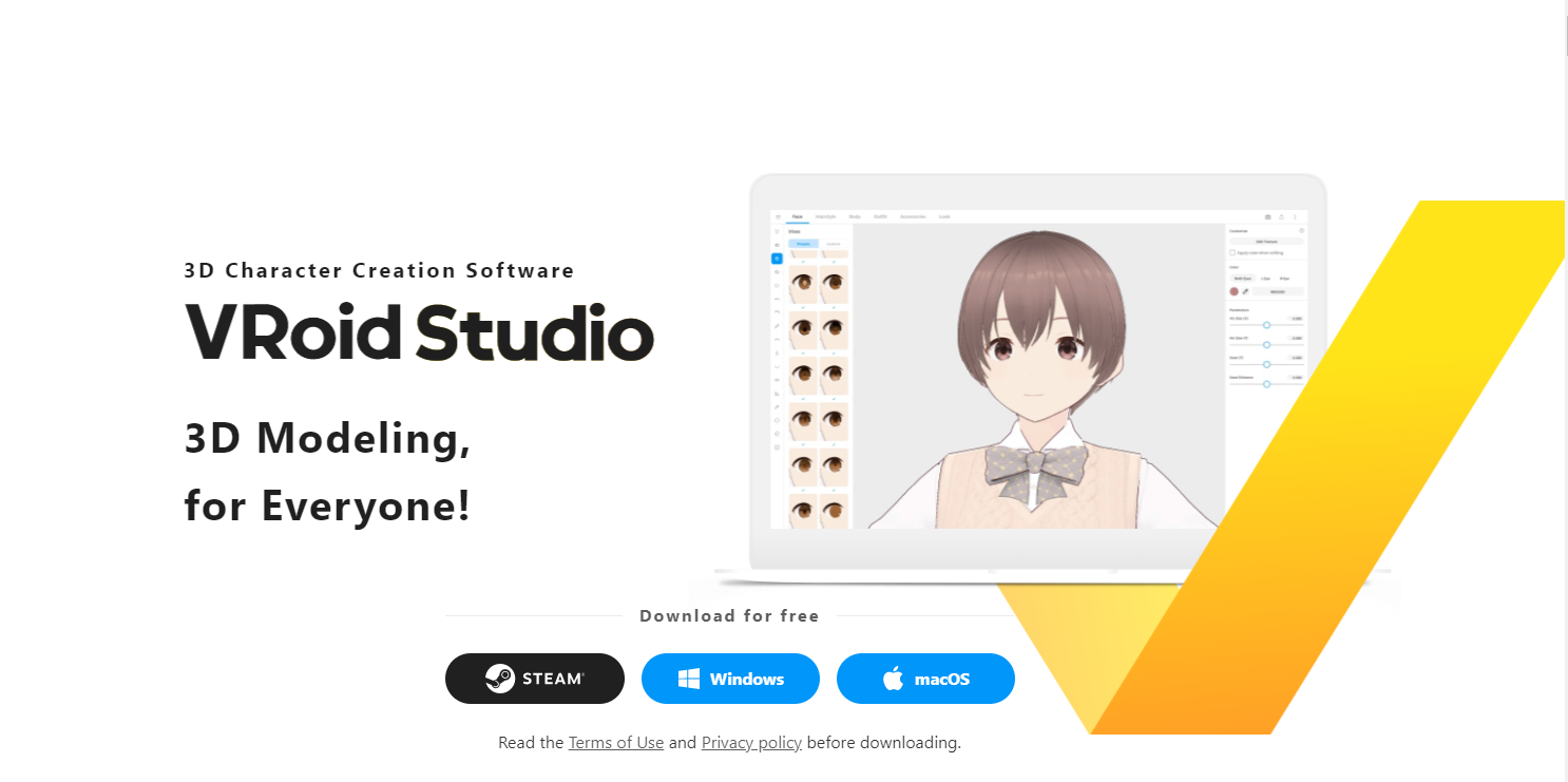 home page of vroid studio