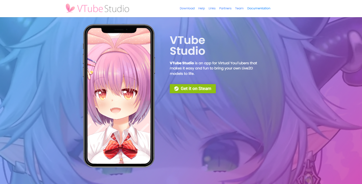 home page of vtube studio