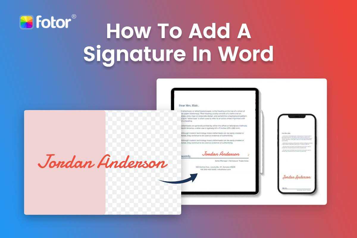 how to add a signature with transparent background in Word document