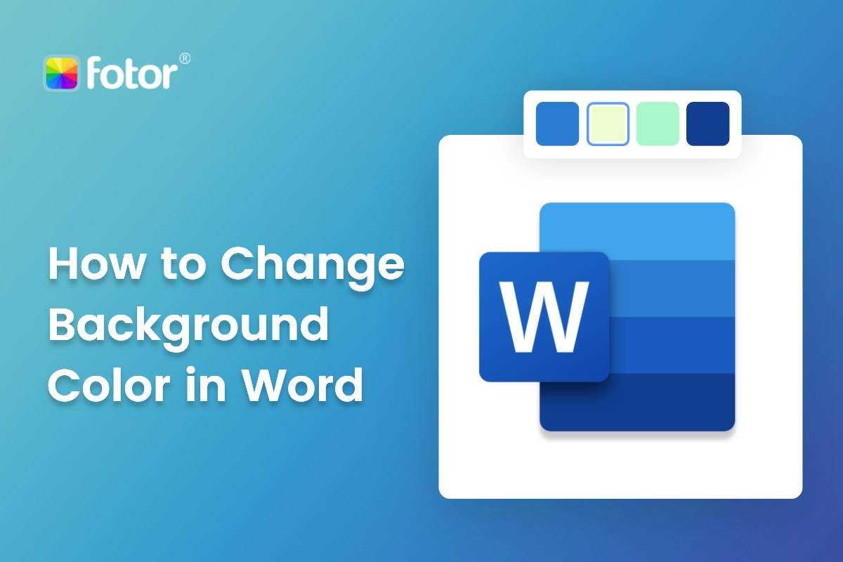 change Mircosoft Word document background color, word logo, background color palette
