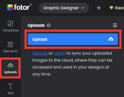 how to outline text on Fotor step1