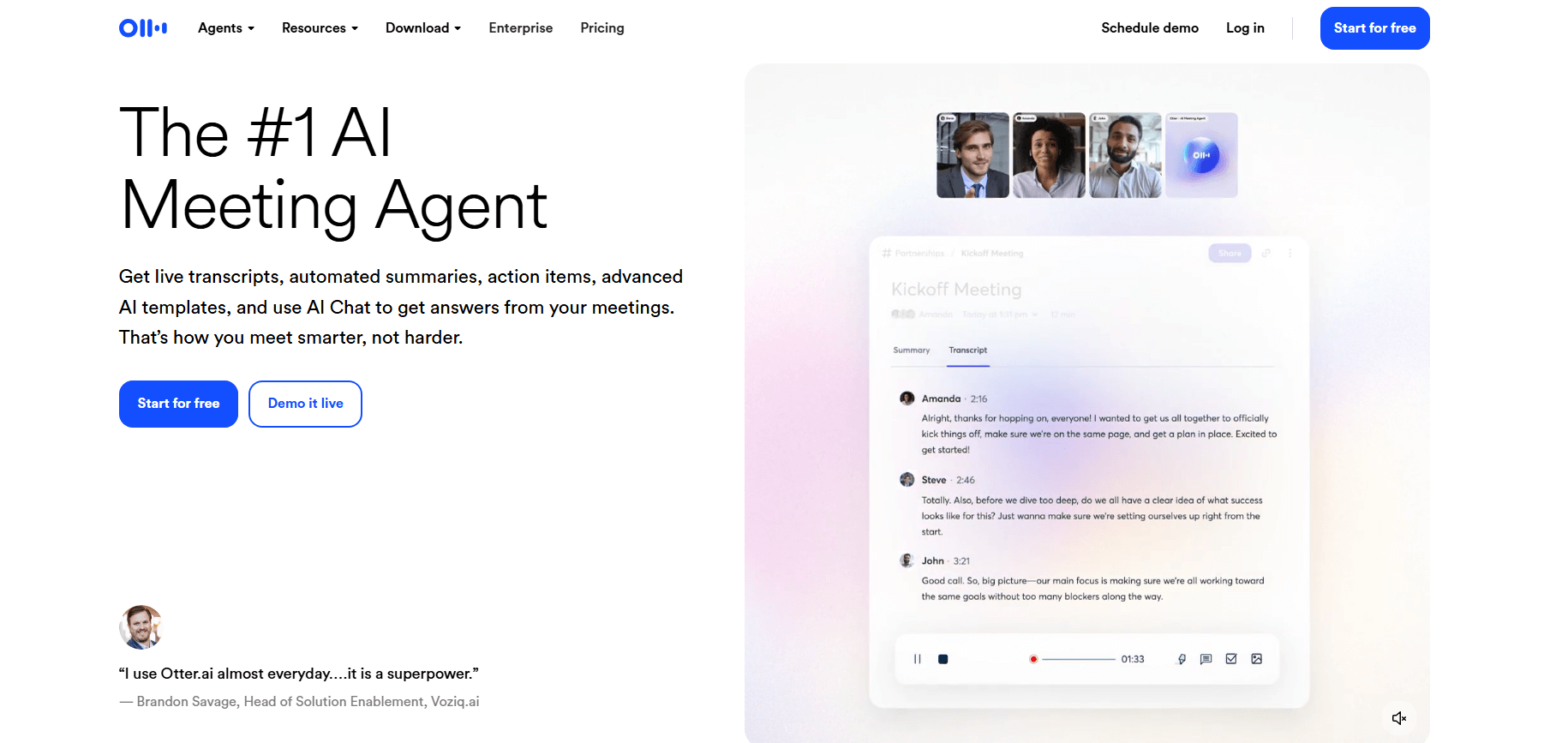 ia compte rendu reunion avec otter ai
