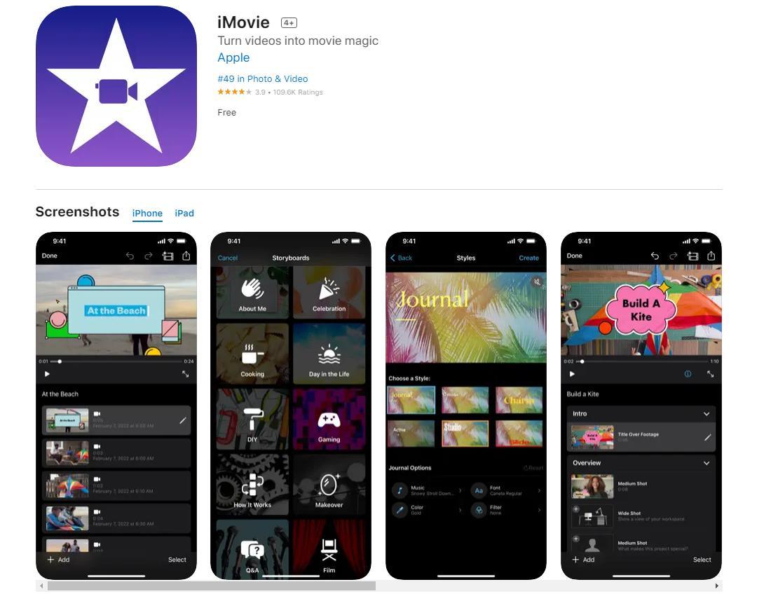 imovie video editing app