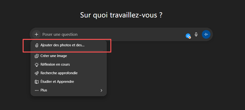 Ajouter photos et fichiers