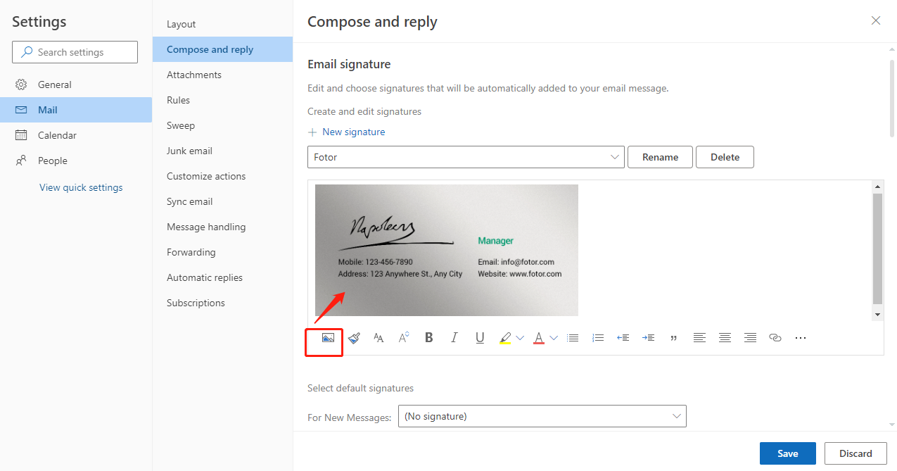insert a signature picture to Outlook