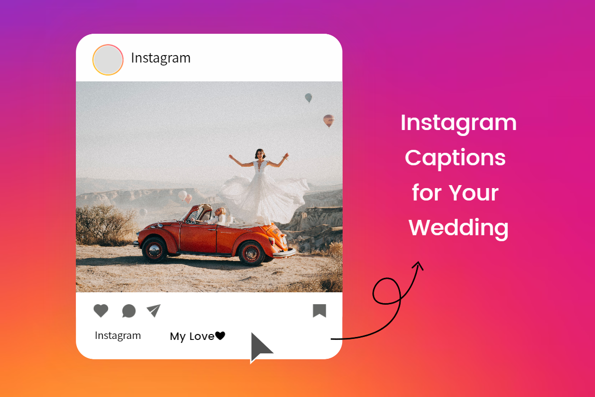 instagram captions for wedding with a wedding photo