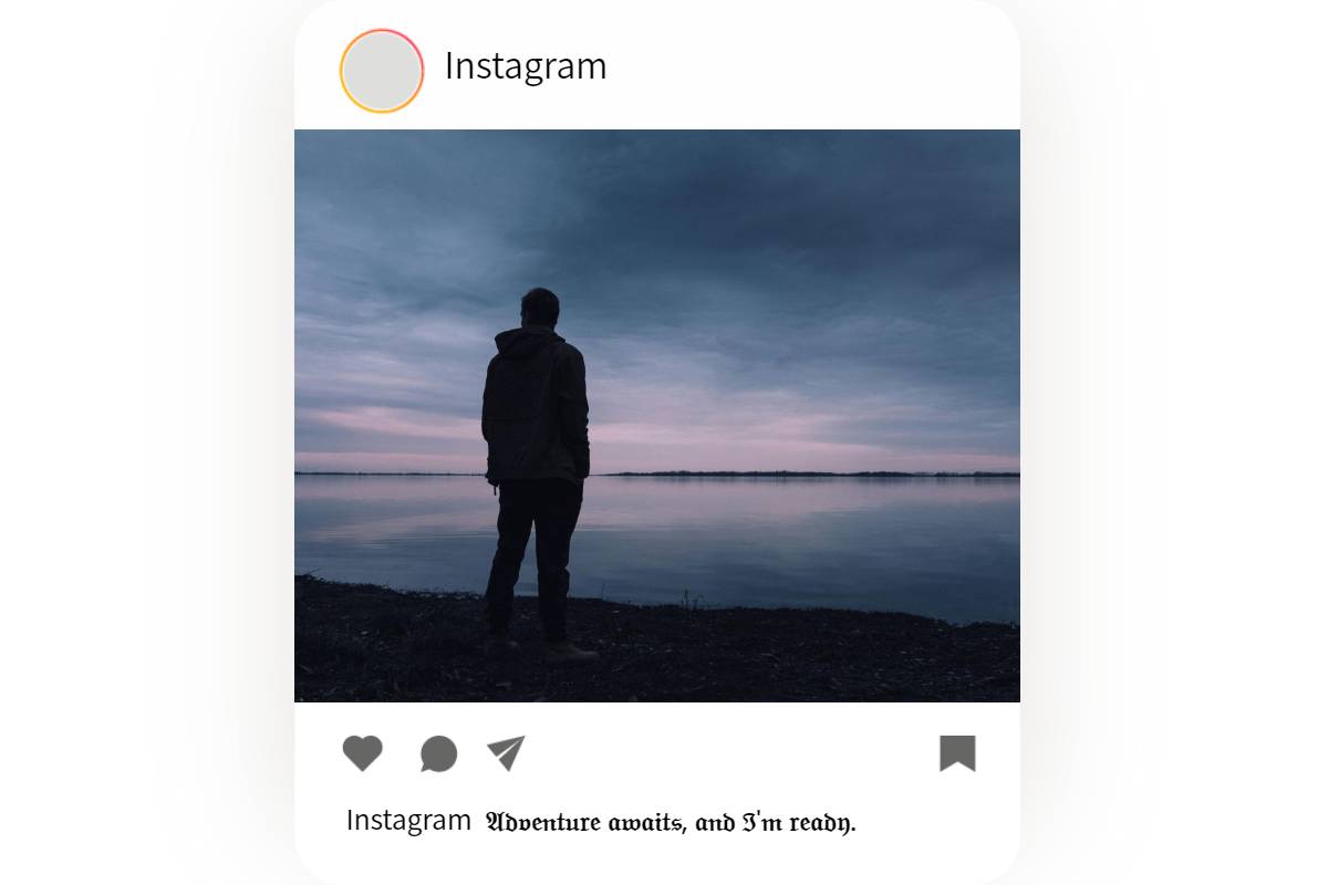 instagram post with caption for boy with stylish font