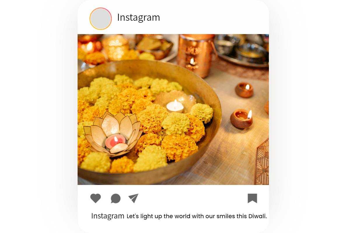 instagram post with diwali caption