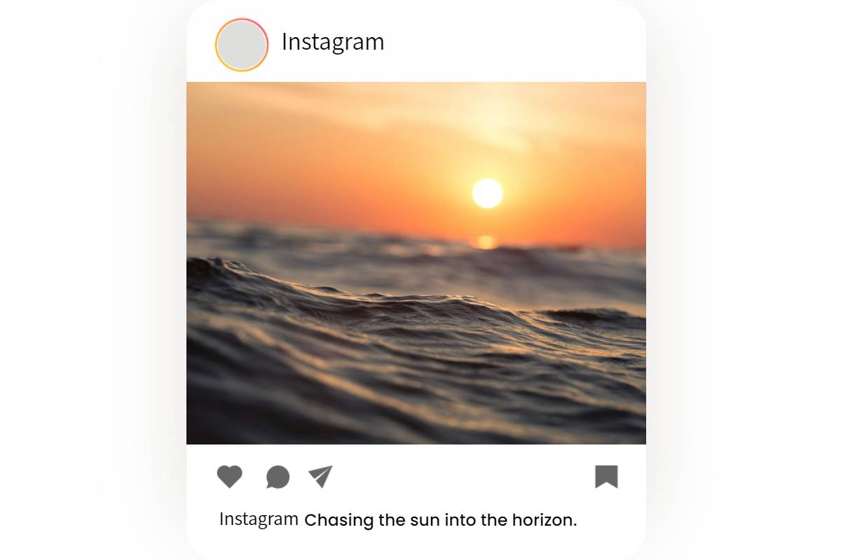 instagram post with sunset caption