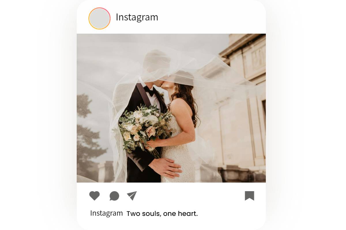 instagram post with wedding caption